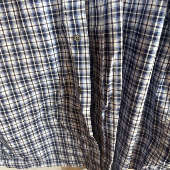 Jos A Bank Traveler Blue Plaid Button Down Dress Shirt Size XXL Preowned - Picture 8 of 16